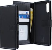 LuxeBass Hoesje geschikt voor Sony Xperia 10 II - Boekhoesje met kaartvakken - Zwart gsm hoesje - telefoonhoes - telefoonhoesjes
