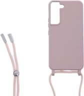 LuxeBass Siliconen hoesje met koord geschikt voor Samsung Galaxy S22+ - Licht Roze - telefoonhoes - gsm hoes - telefoonhoesje
