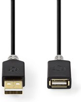 Nedis USB-Kabel - USB 2.0 - USB-A Male - USB-A Female - 480 Mbps - Verguld - 3.00 m - Rond - PVC - Antraciet - Doos