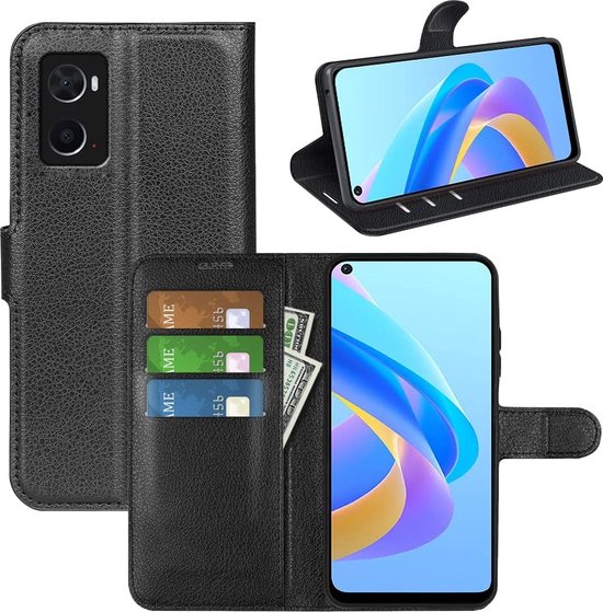 Etui LuxeBass adapté pour Oppo A76 - Etui livre - Zwart - Etui portefeuille - Etui pour téléphone - Etui pour téléphone portable - Etuis pour téléphone