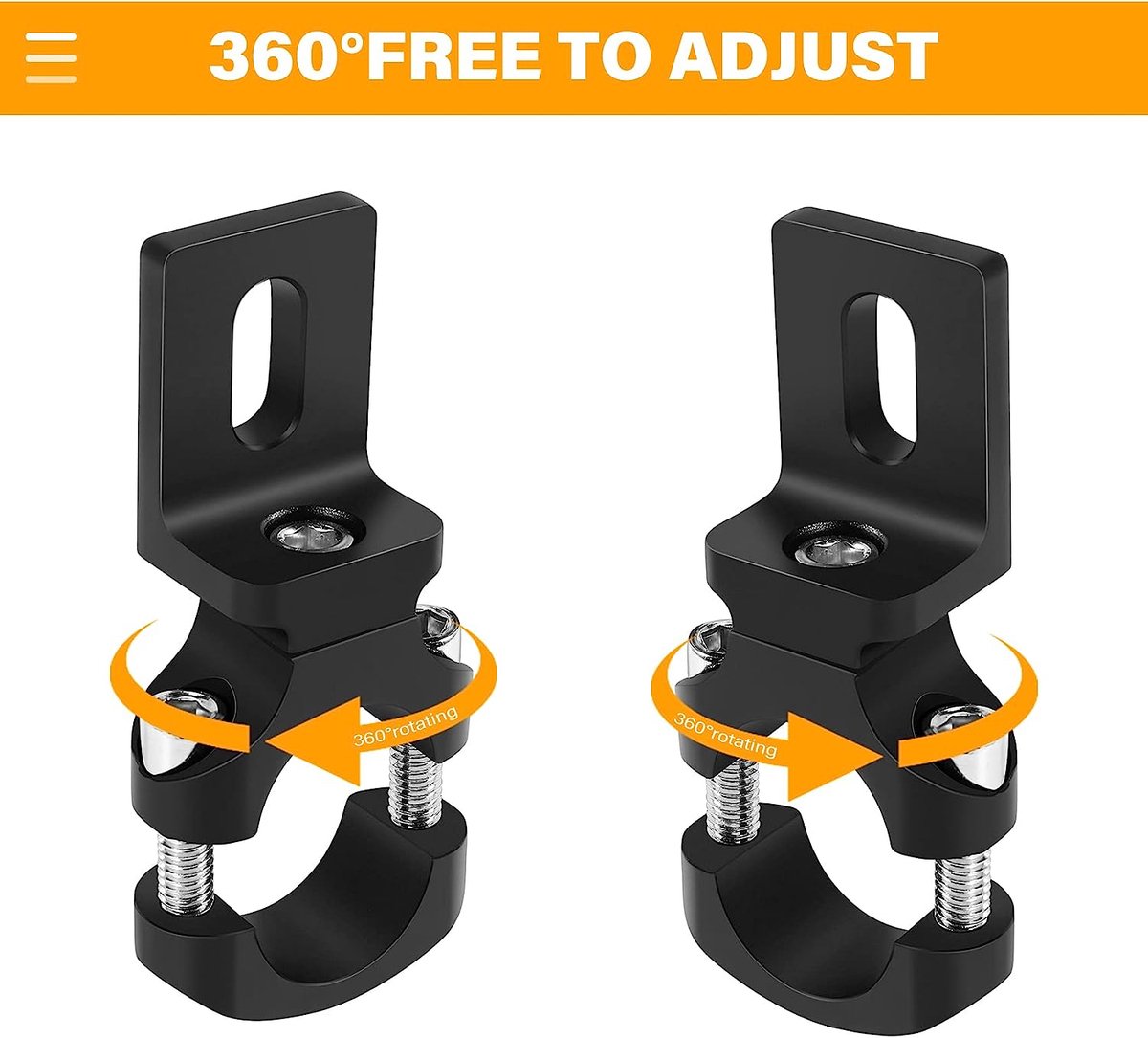 Supports De Phare Universels Pour Moto - 2 Pièces, Pour Tubes De Guidon 20-22 Mm - En Alliage D'aluminium Noir - 5