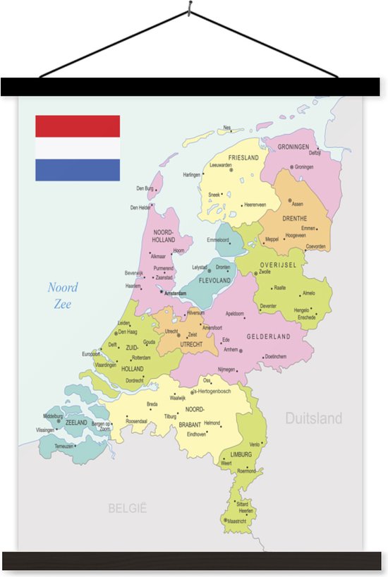 Carte aux couleurs pastel des Nederland 40x53 cm