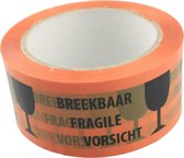 GS tape breekbaar 48 mm - Fragile tape | Waarschuwingstape - 60 meter - Oranje