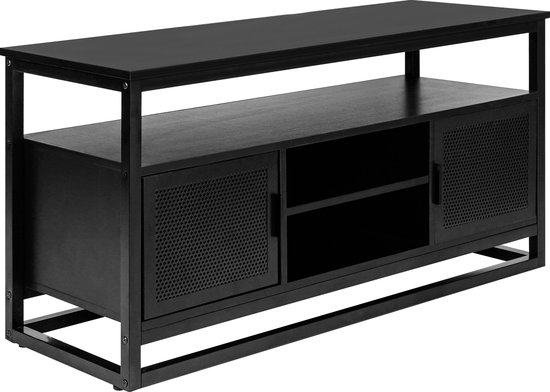 Nuvolix TV meubel - TV kast - dressoir - opbergkast - opbergkasten met deuren - zwart - hout - 110*40*55CM
