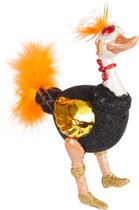 BRUBAKER Boule en Verres Peinte à la Main - Motif Amusant - Figurines de Décoration de Sapin de Noël Soufflées à la Main - Pendentif Deco Drôle - Boule de Sapin Décoration de Noël - Autruche