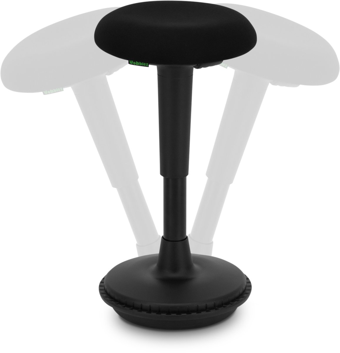 Wobblez® Wiebelkruk - Ergonomische kruk voor Bureau met een hoogte 60-80 cm - kruk in hoogte verstelbaar van 43-63 cm - Zwarte wiebelkruk met Zwarte zitting