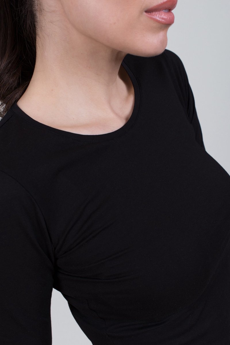 Dames t shirt zwart organische katoen ronde hals 1/2 mouw - ATLANTA.