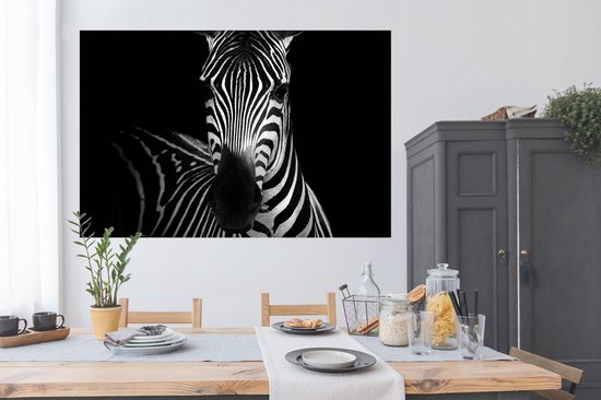 Affiche Zebra - Zwart - Wit - Animaux - 180x120 cm XXL