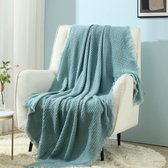 SHOP YOLO - Plaids & Grand foulards -deken-cosy/sofa/stoel/bed - 127 x 152 cm - groenblauw
