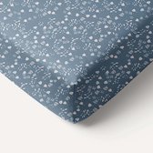 Petite Amélie Hoeslaken - Bloemenprint - Blauw - 70x140 cm - 100% Katoen - Kindermatras