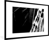 Rue - Zwart - Wit - Personnes - Cadre photo - Cadre - 120x80 cm - Affiche - Décoration murale