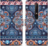 Cadorabo Hoesje geschikt voor Nokia 6.1 - Design Blauwe Mandala No. 1 - Beschermhoes Case Cover met magnetische sluiting, standaardfunctie en kaartvakje