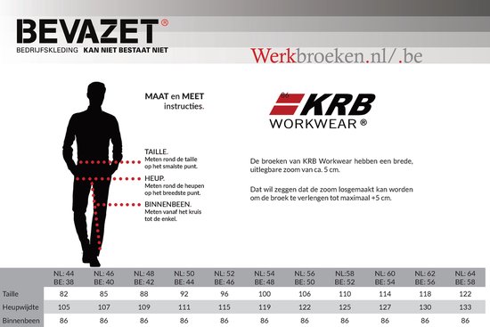 Pantalon de travail extensible KRB Workwear® MICHEL Noir54