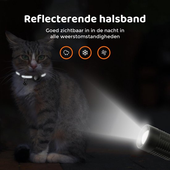 ACE PETS - Airtag Kattenhalsband - Veilig - Reflecterend - Verstelbaar - Waterbestendig - Zwart - XS cm: 19-26 CM - ACE Pets