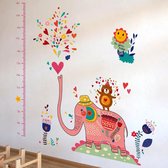 Muursticker-Muurdecoratie-Wanddecoratie-Babykamer-Kinderkamer-Slaapkamer-Dieren-Groeimeter-Olifant-60x90cm