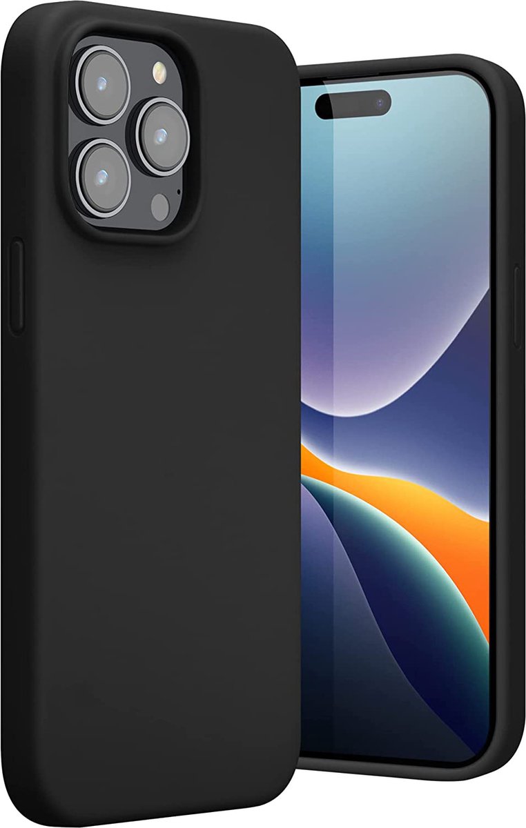 Casemania Hoesje Geschikt voor Apple iPhone 15 Pro - Zwart - Liquid Siliconen Back Cover