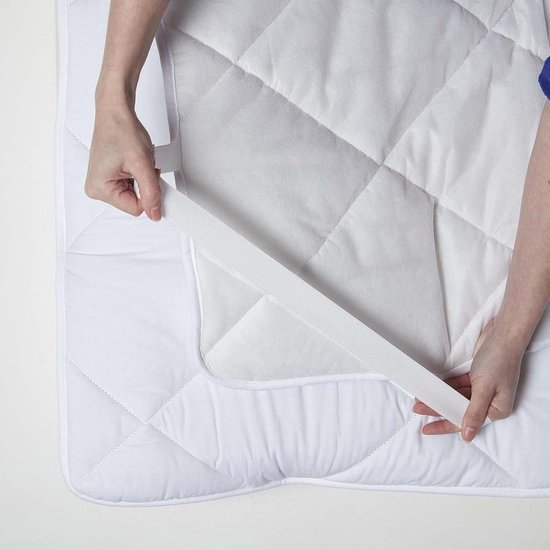 HOMESCAPES 160 x 200 cm Euro King Size Diepe Gewatteerde Fleece Matras Topper 320 GSM Super Dik Beschermer met Gezellige Teddy Sherpa Top 30 cm Diepe Stretch Pasvorm Volledig Elastische Rok