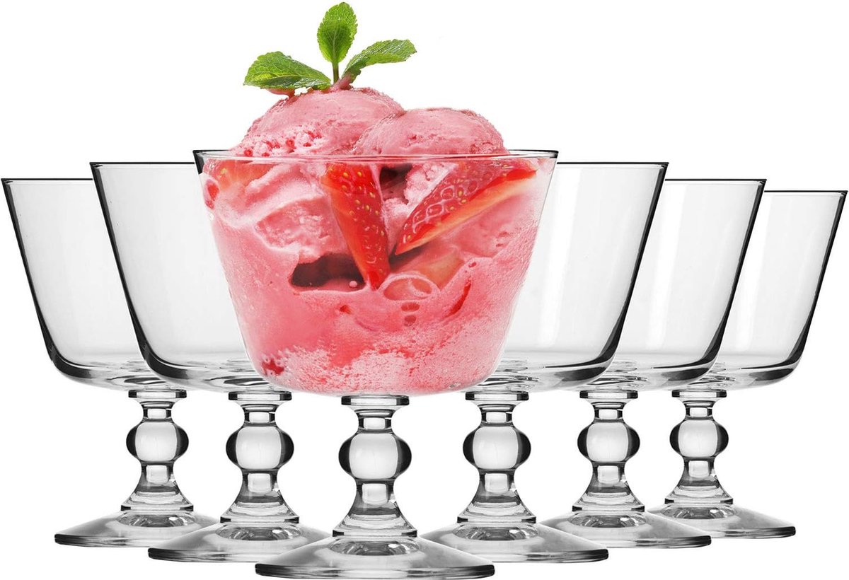 Sundae Glazen kom Gerechten voor Desserts, Ijs, Geleien | Set van 6 | 380 ML | Krista Collectie | Perfect voor Thuis, Restaurants en Feesten | Vaatwasser Bestendig