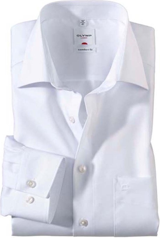 OLYMP Luxor comfort fit overhemd - mouwlengte 7 - wit - Strijkvrij - Boordmaat: 40