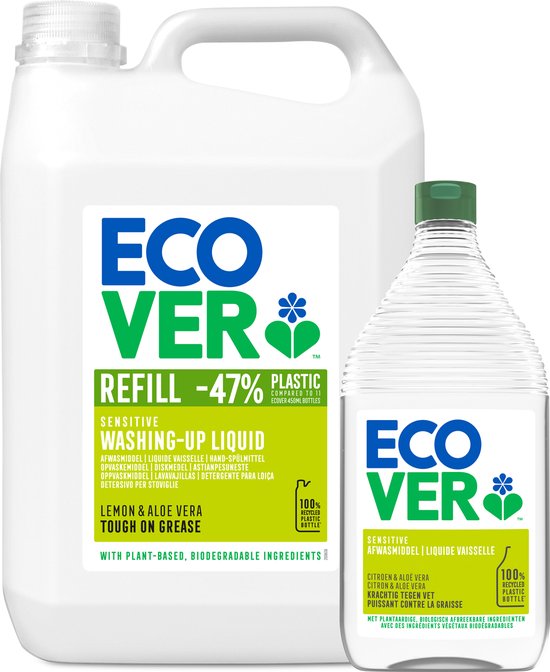 Ecover Afwasmiddel Voordeelverpakking 5L + 950ml Gratis | Krachtig Tegen Vet