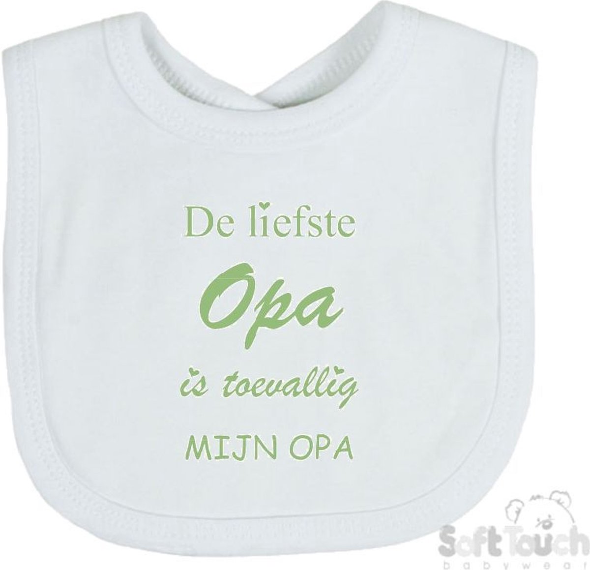 Goedkoopste Soft Touch Slabber De liefste opa is toevallig mijn opa Unisex Katoen Wit/sage green (saliegroen) Maat 33x22 Cm