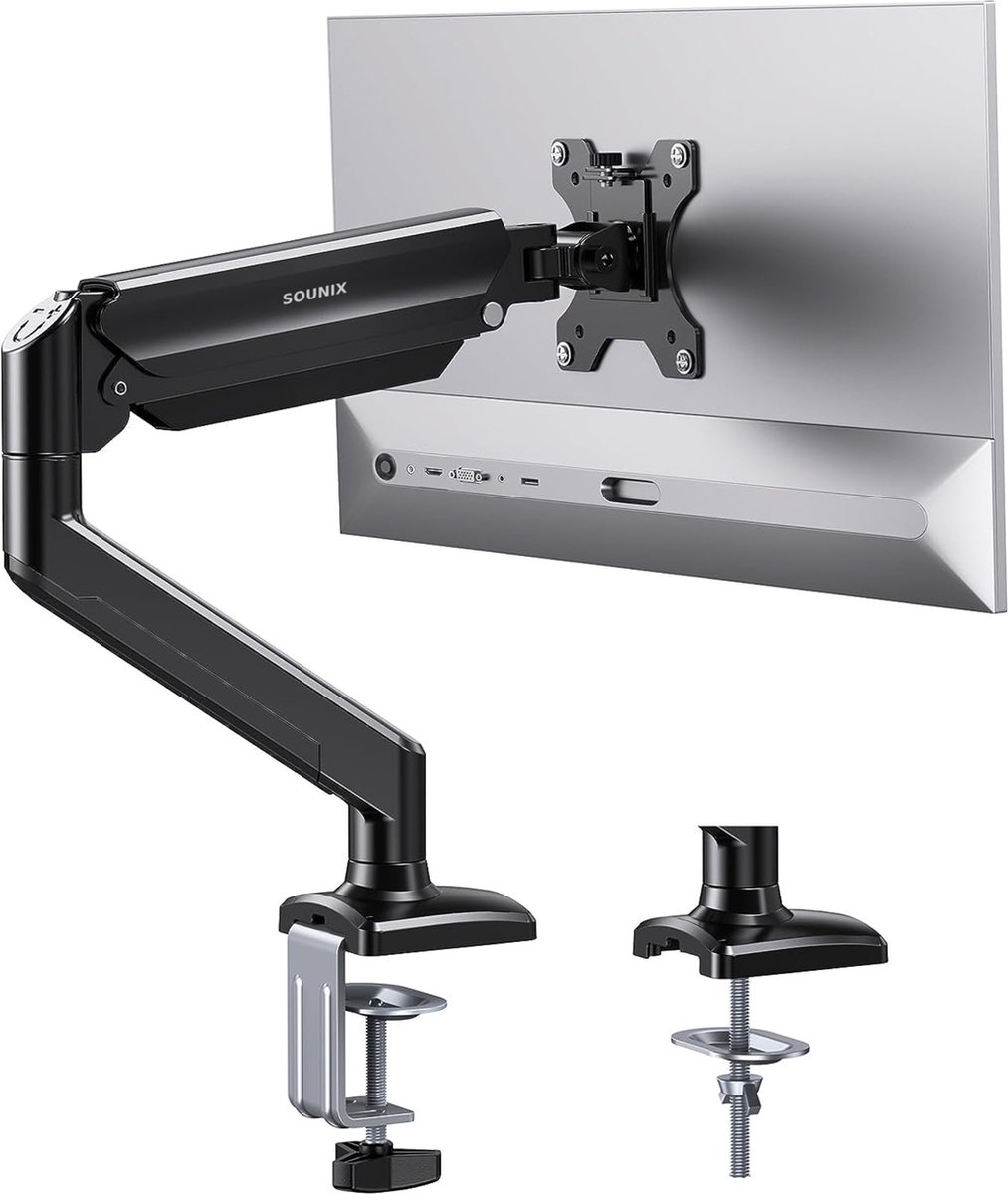 Sounix Monitor Arm – Voor 1 Scherm - Monitor beugel voor 13 t/m 32 Inch - Zwart