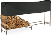 Relaxdays brandhoutrek buiten - met hoes - max. 100 kg - haardhoutrek - houtopslag garage