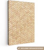 Canvas Schilderij Patroon - Beige - Rotan print - 40x60 cm - Wanddecoratie