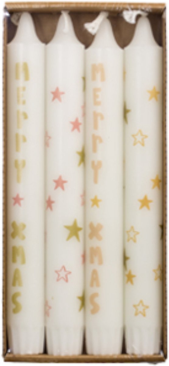 Rustik Lys - Dinerkaarsen 'Christmas Stars' - Set van 4