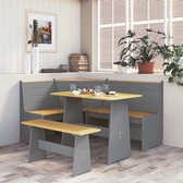 The Living Store Table à manger en bois - Pin Massief - 100x60x73 cm - Marron miel - Grijs
