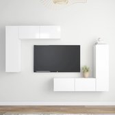 The Living Store Tv-meubelset - Hoogglans wit - Spaanplaat - 2x 30.5 x 30 x 110 cm - 2x 100 x 30 x 30 cm