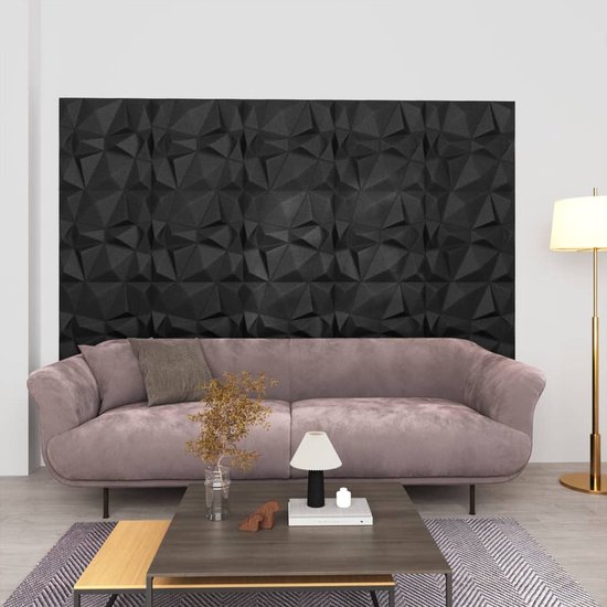 The Living Store 3D-wandpanelen - 50 x 50 cm - EPS - Diamantzwart