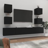 The Living Store TV-meubelset - Klassiek Hout - Zwarte - 2x 100x30x30cm - 4x 30.5x30x30cm