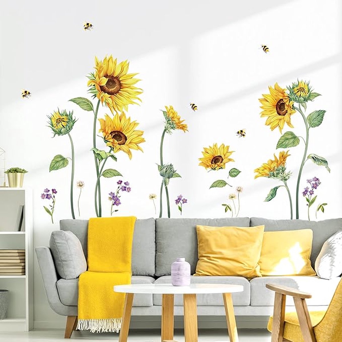 Sticker Mural Tournesol pour Filles - Pour Salle de Bains, Salon