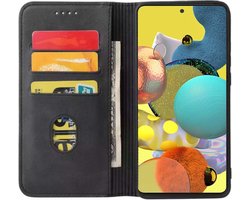 Smartphonica Samsung Galaxy A51 5G kunstleren hoesje met magnetische sluiting en pashouders book case - Zwart geschikt voor Samsung Galaxy A51 5G