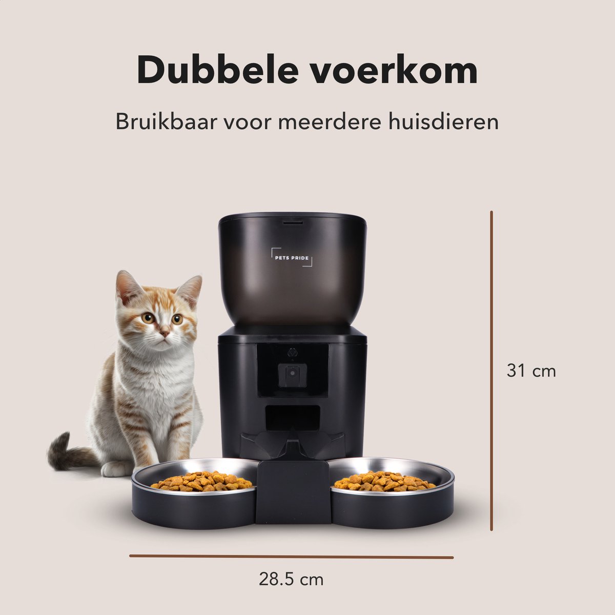Pets Pride Automatische voerbak kat en hond - Voerautomaat - Dubbele voederbak met Full HD camera - Motion detection - Zwart - 5 GHz thumbnail 8