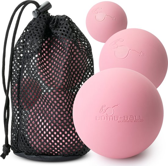 Ultimate Relief® - Bomb-Ball Pink - Massage bal - Lacrosse bal - Massage roller voor Zelfmassage, Fascia training + Triggerpoint therapie
