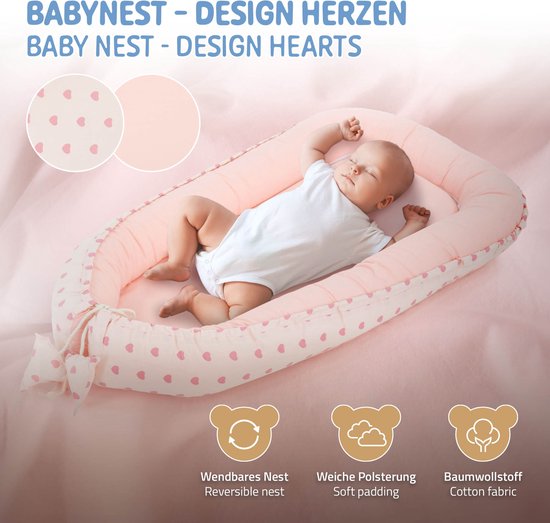 Babynest Newborn Baby Bumper 90x50 Cm Cocoon Handgemaakt Dubbelzijdig Katoen Met Dieren Blauw 1058608004