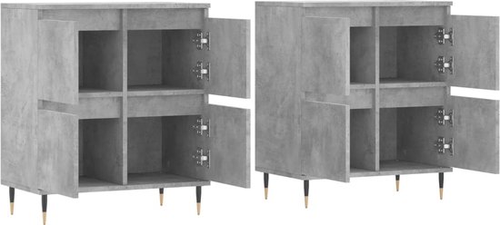 vidaXL Commodes 2 pcs Bois d'ingénierie Béton Gris