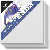 Kangaro canvaspaneel - 20x20 cm - 5 stuks - 3mm board - 280gr katoen - 3x primed