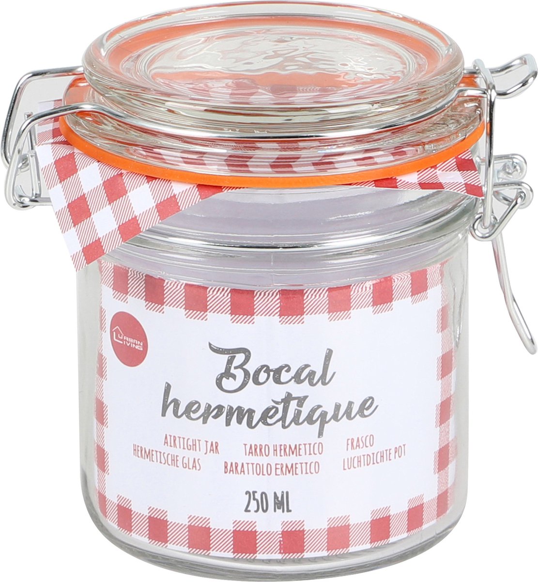 Urban Living Weckpot/inmaakpot - 250 ml - glas - met beugelsluiting - D8.5 x H10 cm