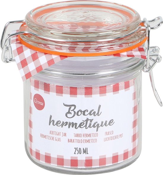 Urban Living Weckpot/inmaakpot - 250 ml - glas - met beugelsluiting - D8.5 x H10 cm