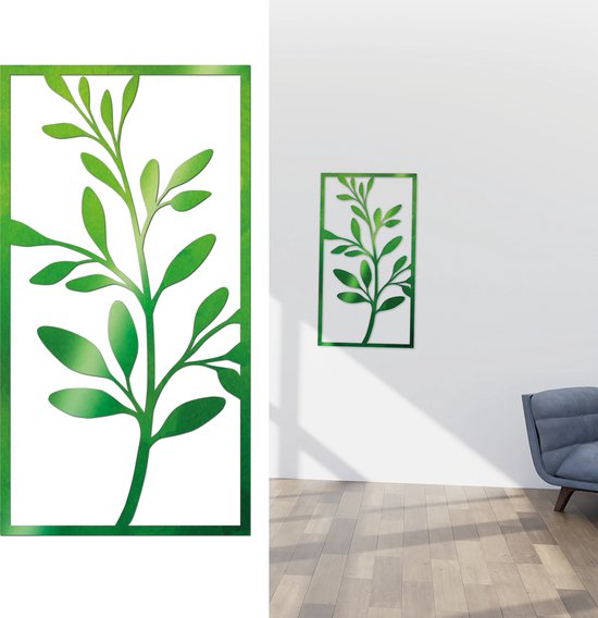 DEKODU TAIM 3 Large - Wanddecoratie - Groen Print - UV Print - Acrylaat art - Line art - Wall art - Bohemian - Modern - Botanical - Plant - Transparant - Wandborden - Woonkamer - natuur - kado - Kunst - Abstract - geschenk - 80x42 cm