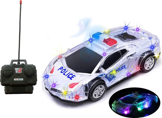 Voiture de police télécommandée - radiocommandée - lumières LED - 1:18 - Rc  Police Car