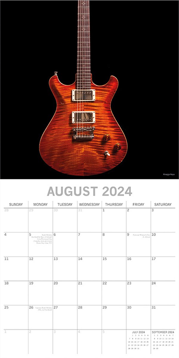 Calendrier mural 2024 pour guitares classiques, une excellente