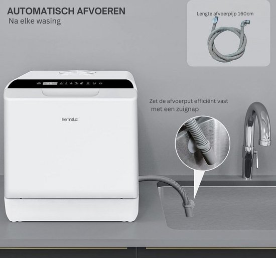 Draagbare Mini Vaatwasser Met 6L Waterreservoir - Vrijstaand Tafelmodel Met 4 Programmas En Autodrogen 9101150993509