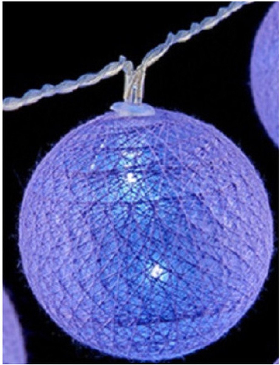 Krist+ lichtsnoer 10 led balletjes - lila paars - 150 cm -batterij