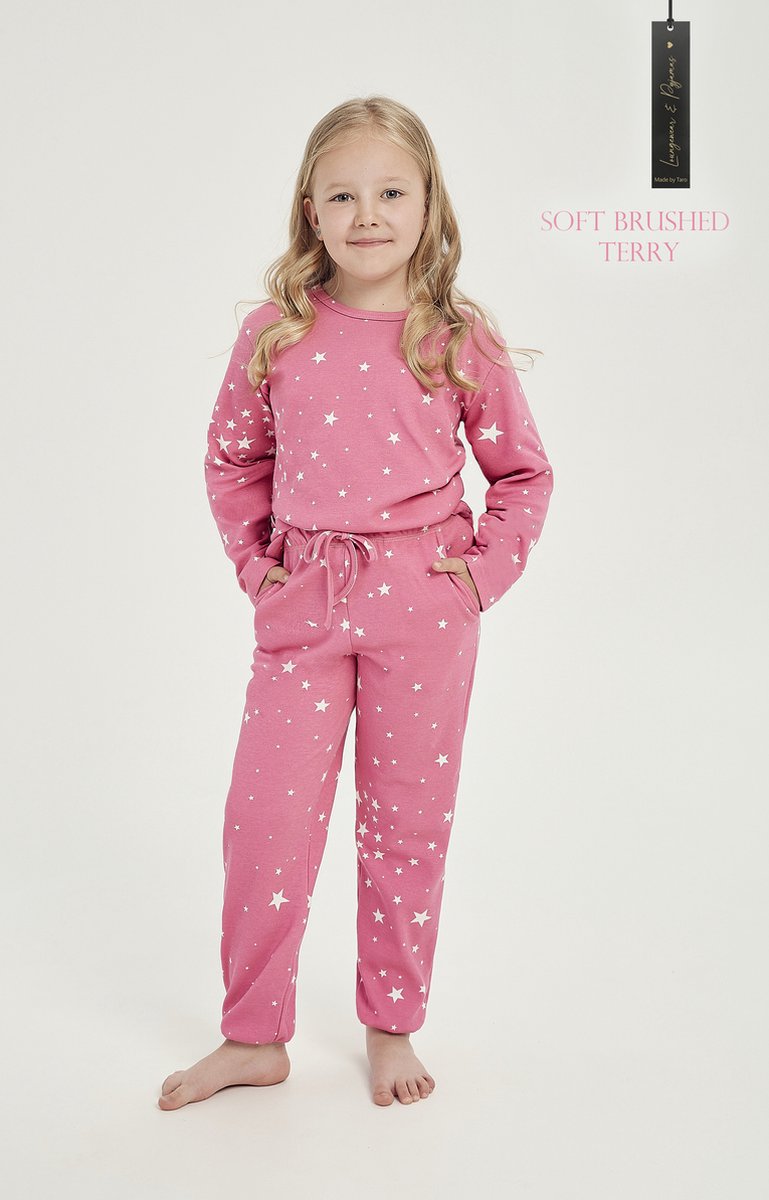 Taro Pyjama - Eryka - 100% Katoen. Maat 128 cm / 8 jaar. Roze multi