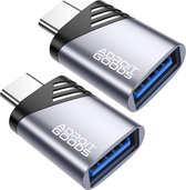 AdroitGoods Adaptateur 2x USB-C vers USB-A - USB 3.1 - Convertisseur - Grijs Aluminium