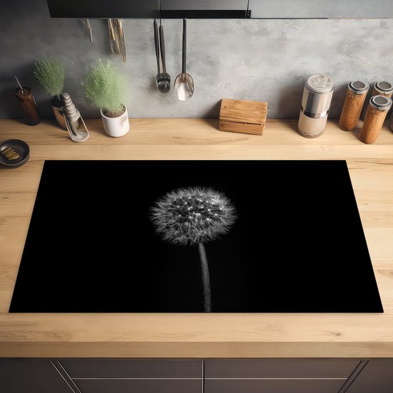 Inductie beschermer 90x52 cm - Paardenbloem - Kookplaataccessoires - Afdekplaat voor kookplaat - Anti slip mat - Keuken decoratie inductieplaat - Inductiebeschermer - Inductiemat zwart wit - Beschermmat voor fornuis